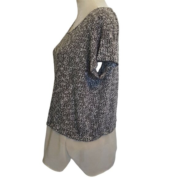 Cato Woman Top Women's 22/24W Cotton/Poly Stretch Black White Knit Short Sleeve - Picture 5 of 12